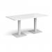 Brescia rectangular dining table with flat square white bases 1600mm x 800mm - white BDR1600-WH-WH