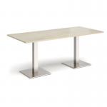 Brescia rectangular dining table with flat square brushed steel bases 1800mm x 800mm - made to order BDR1800-BS