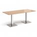 Brescia rectangular dining table with flat square brushed steel bases 1800mm x 800mm - beech BDR1800-BS-B