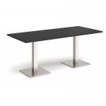 Brescia rectangular dining table with flat square brushed steel bases 1800mm x 800mm - Black BDR1800-BS-BK