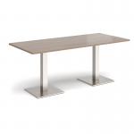 Brescia rectangular dining table with flat square brushed steel bases 1800mm x 800mm - barcelona walnut BDR1800-BS-BW