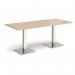 Brescia rectangular dining table with flat square brushed steel bases 1800mm x 800mm - kendal oak BDR1800-BS-KO