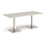 Brescia rectangular dining table with flat square brushed steel bases 1800mm x 800mm - Light Grey BDR1800-BS-LG