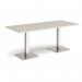 Brescia rectangular dining table with flat square brushed steel bases 1800mm x 800mm - Light Grey BDR1800-BS-LG