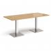 Brescia rectangular dining table with flat square brushed steel bases 1800mm x 800mm - oak BDR1800-BS-O