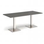 Brescia rectangular dining table with flat square brushed steel bases 1800mm x 800mm - Onyx Grey BDR1800-BS-OG