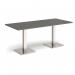 Brescia rectangular dining table with flat square brushed steel bases 1800mm x 800mm - Onyx Grey BDR1800-BS-OG