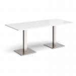 Brescia rectangular dining table with flat square brushed steel bases 1800mm x 800mm - white