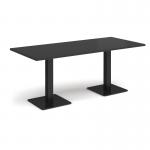 Brescia rectangular dining table with flat square black bases 1800mm x 800mm - Black BDR1800-K-BK