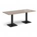 Brescia rectangular dining table with flat square black bases 1800mm x 800mm - barcelona walnut BDR1800-K-BW