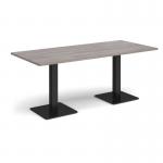 Brescia rectangular dining table with flat square black bases 1800mm x 800mm - grey oak BDR1800-K-GO