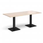 Brescia rectangular dining table with flat square black bases 1800mm x 800mm - maple