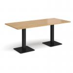 Brescia rectangular dining table with flat square black bases 1800mm x 800mm - oak BDR1800-K-O
