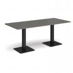 Brescia rectangular dining table with flat square black bases 1800mm x 800mm - Onyx Grey BDR1800-K-OG