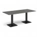 Brescia rectangular dining table with flat square black bases 1800mm x 800mm - Onyx Grey BDR1800-K-OG