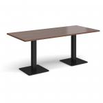 Brescia rectangular dining table with flat square black bases 1800mm x 800mm - walnut