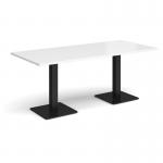 Brescia rectangular dining table with flat square black bases 1800mm x 800mm - white