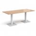 Brescia rectangular dining table with flat square white bases 1800mm x 800mm - beech BDR1800-WH-B