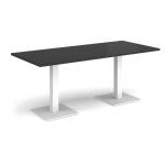 Brescia rectangular dining table with flat square white bases 1800mm x 800mm - Black BDR1800-WH-BK