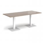 Brescia rectangular dining table with flat square white bases 1800mm x 800mm - barcelona walnut BDR1800-WH-BW