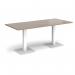 Brescia rectangular dining table with flat square white bases 1800mm x 800mm - barcelona walnut BDR1800-WH-BW