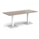 Brescia rectangular dining table with flat square white bases 1800mm x 800mm - barcelona walnut BDR1800-WH-BW