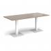 Brescia rectangular dining table with flat square white bases 1800mm x 800mm - barcelona walnut