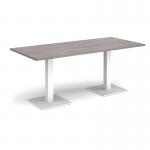 Brescia rectangular dining table with flat square white bases 1800mm x 800mm - grey oak BDR1800-WH-GO