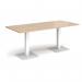 Brescia rectangular dining table with flat square white bases 1800mm x 800mm - kendal oak BDR1800-WH-KO