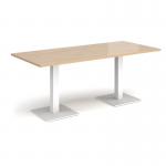 Brescia rectangular dining table with flat square white bases 1800mm x 800mm - kendal oak BDR1800-WH-KO