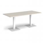 Brescia rectangular dining table with flat square white bases 1800mm x 800mm - Light Grey BDR1800-WH-LG