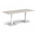 Brescia rectangular dining table with flat square white bases 1800mm x 800mm - Light Grey BDR1800-WH-LG