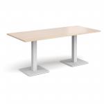 Brescia rectangular dining table with flat square white bases 1800mm x 800mm - maple BDR1800-WH-M