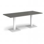 Brescia rectangular dining table with flat square white bases 1800mm x 800mm - Onyx Grey BDR1800-WH-OG