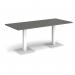 Brescia rectangular dining table with flat square white bases 1800mm x 800mm - Onyx Grey BDR1800-WH-OG