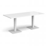 Brescia rectangular dining table with flat square white bases 1800mm x 800mm - white BDR1800-WH-WH