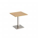 Brescia square dining table with flat square brushed steel base 700mm - oak