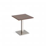 Brescia square dining table with flat square brushed steel base 700mm - walnut