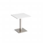 Brescia square dining table with flat square brushed steel base 700mm - white