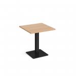 Brescia square dining table with flat square black base 700mm - beech