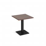 Brescia square dining table with flat square black base 700mm - walnut