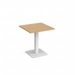 Brescia square dining table with flat square white base 700mm - oak