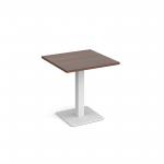Brescia square dining table with flat square white base 700mm - walnut