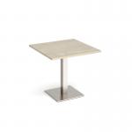 Brescia square dining table with flat square brushed steel base 800mm - made to order BDS800-BS