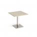 Brescia square dining table with flat square brushed steel base 800mm - made to order BDS800-BS