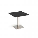 Brescia square dining table with flat square brushed steel base 800mm - Black BDS800-BS-BK