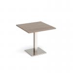 Brescia square dining table with flat square brushed steel base 800mm - barcelona walnut BDS800-BS-BW
