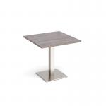 Brescia square dining table with flat square brushed steel base 800mm - grey oak BDS800-BS-GO
