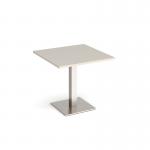 Brescia square dining table with flat square brushed steel base 800mm - Light Grey BDS800-BS-LG