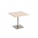 Brescia square dining table with flat square brushed steel base 800mm - maple